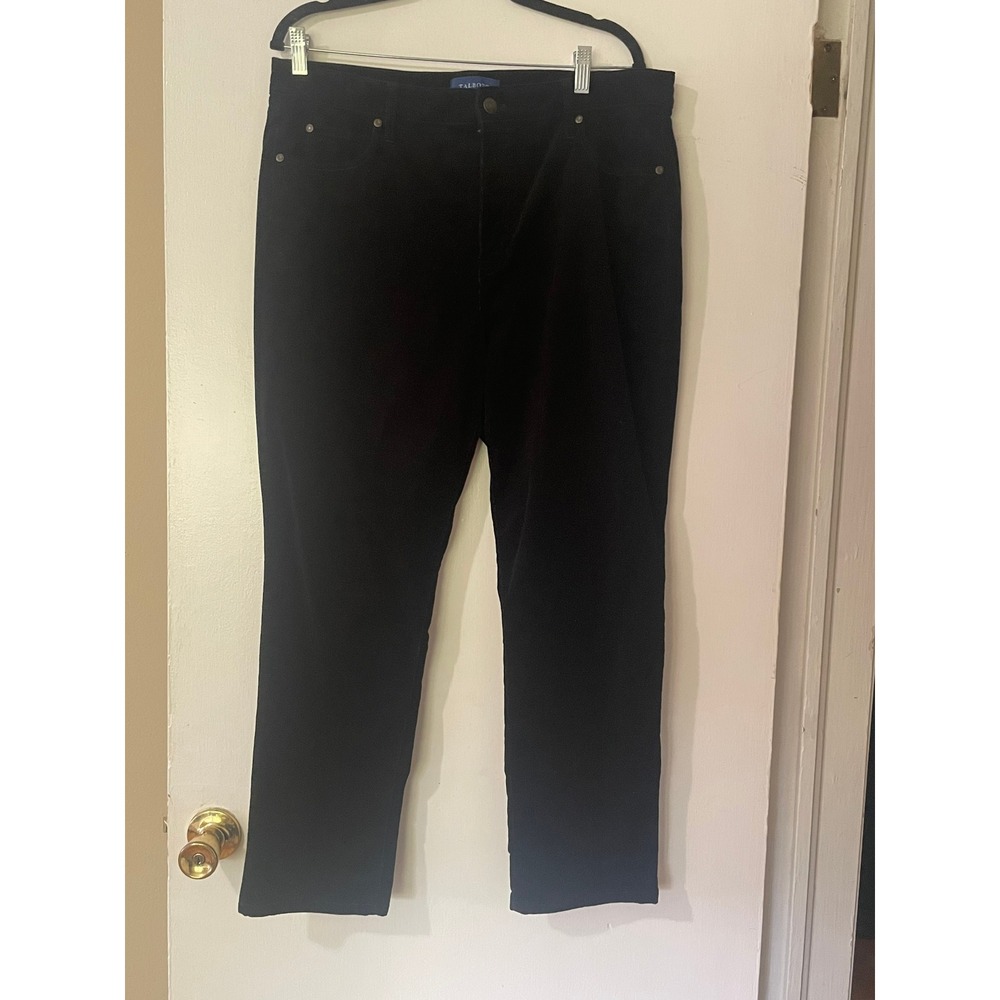 Talbots‎ Black Corduroy Pants Womens 16P High-Rise Straight-Leg Five-Pocket